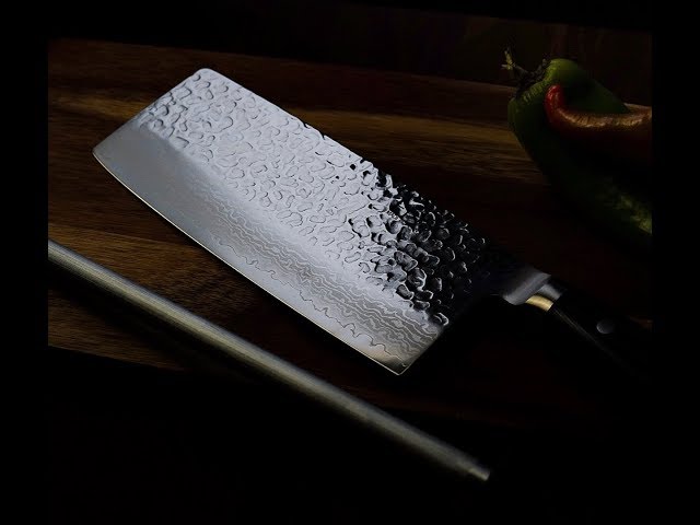 Enso HD Vegetable Cleaver Chinese Chef's Knife Hammered Damascus