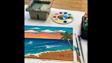 Beach Acrylic on Canvas Tutorial - Made with McHarper Week 3, ep 1 Art tutorials crafts at home