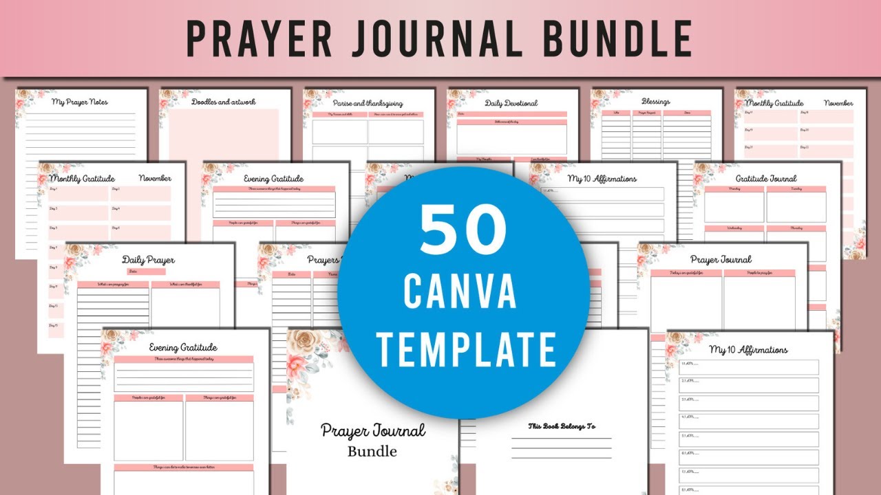 50 Prayer Journal KDP Bundle for Canva