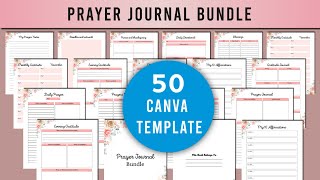 50 Prayer Journal KDP Bundle for Canva
