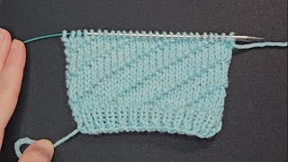 Beginner EASY Diagonal Knitting Stitch Pattern Only Knits and Purls