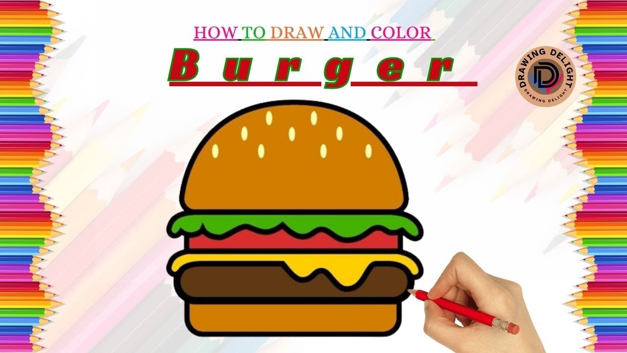 How to draw burger || burger food drawing step by step || burger drawing easy way ||