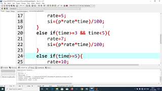 Simple interest calculation using decision Making c language program