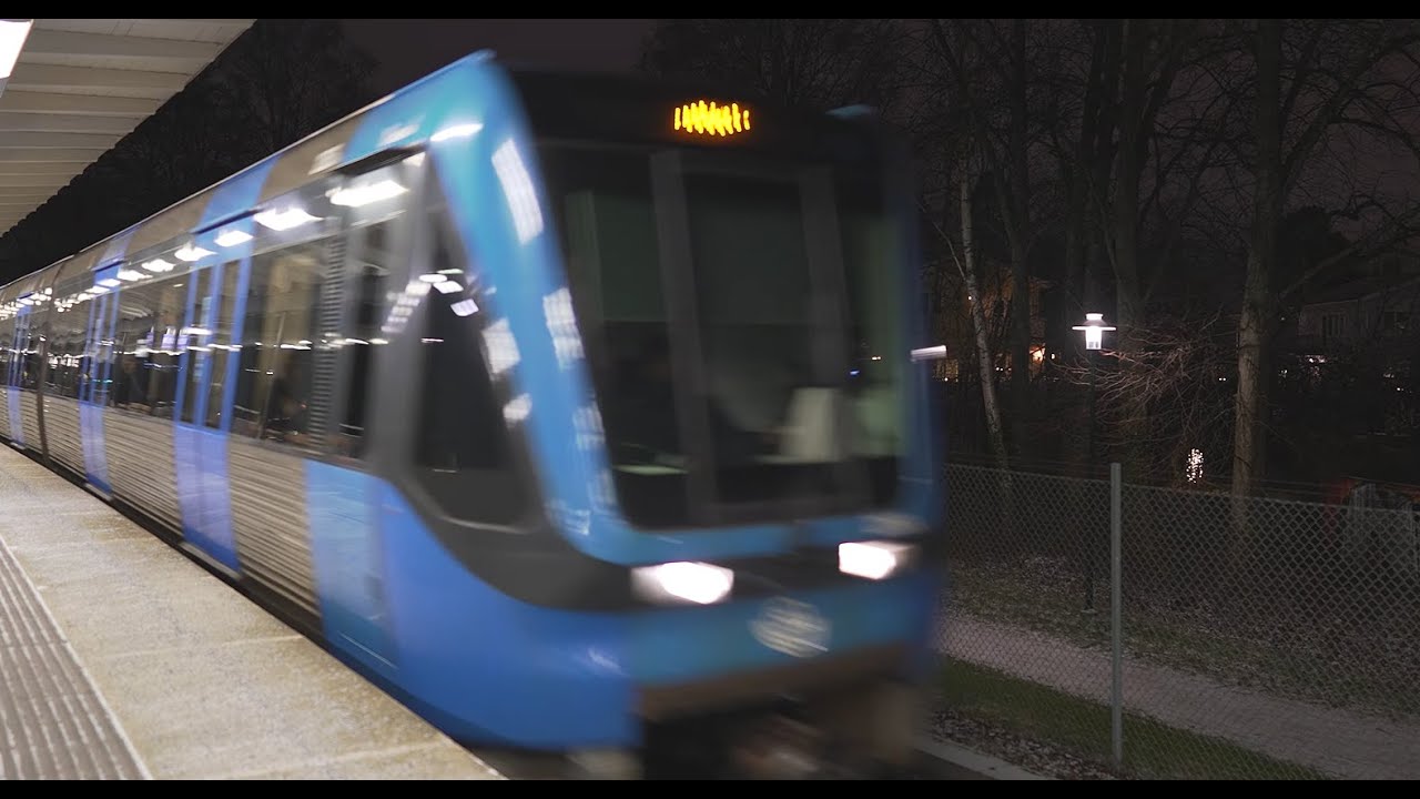 Sweden, Stockholm, Subway night ride from Enskede Gård to St Eriksplan + walk