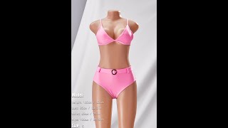 Solid color padded high waist laced straps sexy fresh two-piece swimsuit Wholesale 080089