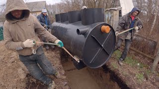 Монтаж бюджетного септика Диамант 4 на участке с высокими грунтовыми водами.