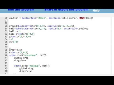 Add a Run and Reset Button to VPython