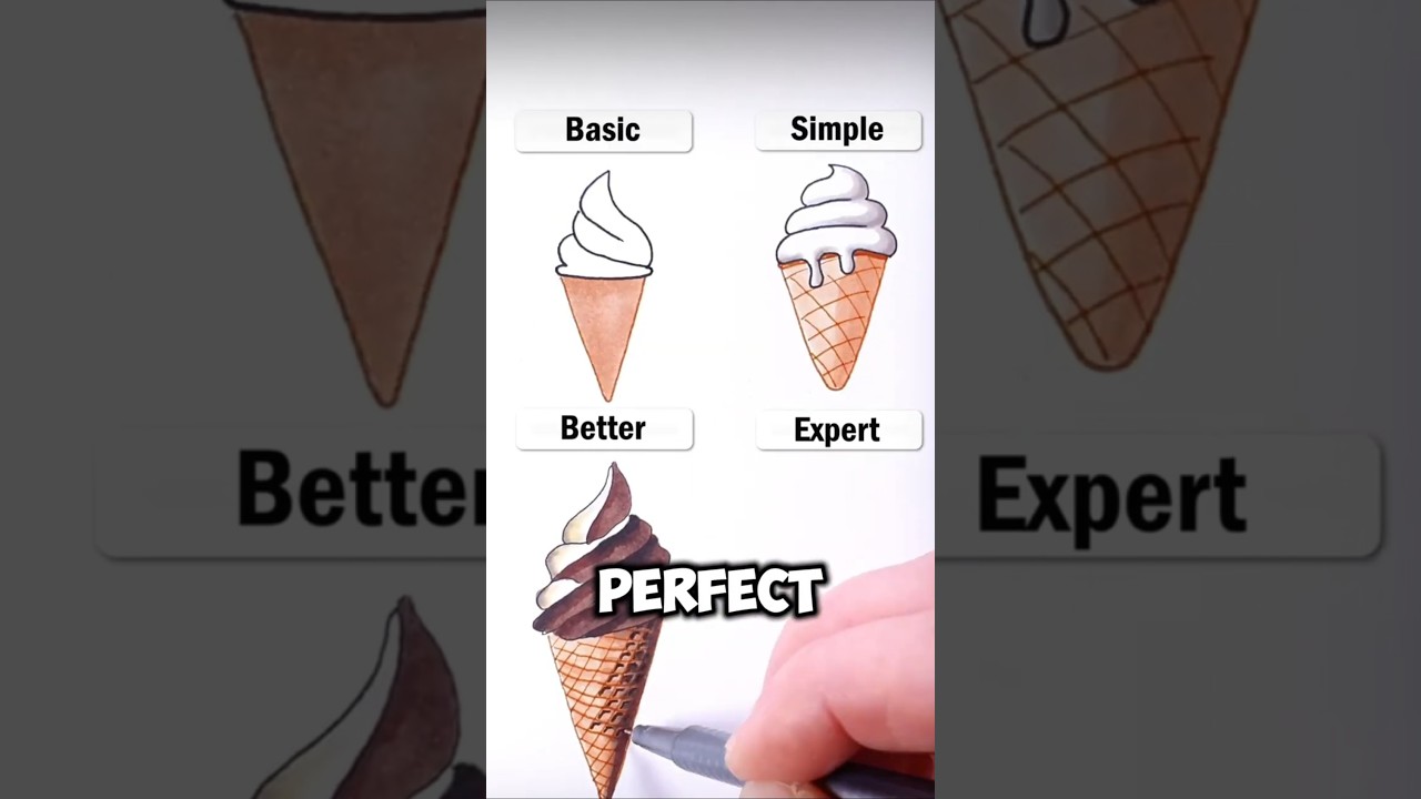 How To Draw Perfect Ice Cream Cone!!! 