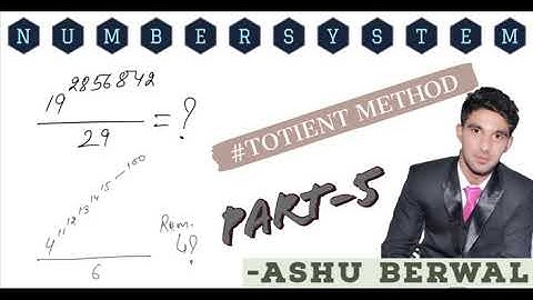 NUMBER SYSTEM PART - 5 | TOTIENT METHOD | REMAINDER THEOREM UNIQUE CONCEPT |