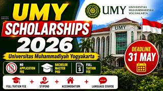 UMY Indonesia University Scholarships 2026🇮🇩 | BS | MS | PHD | No IELTS | 31 May deadline