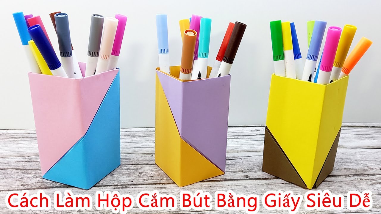 image Cách làm Hộp Cắm Bút bằng giấy siêu dễ - Tự làm đồ dùng học tập - DIY Pencil Box – Liam Channel