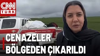 CNN TÜRK Ekibi Naaşların Taşındığı Anları Görüntüledi! İran'da Cenazeler Bölgeden Çıkarılıyor...