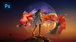 The Making of a Fantasy Photo-Manipulation using Stock Images | Photoshop Tutorial. girl on ocean