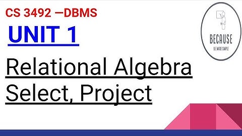 1.5 Select and Project operation in Relational Algebra  in Tamil
