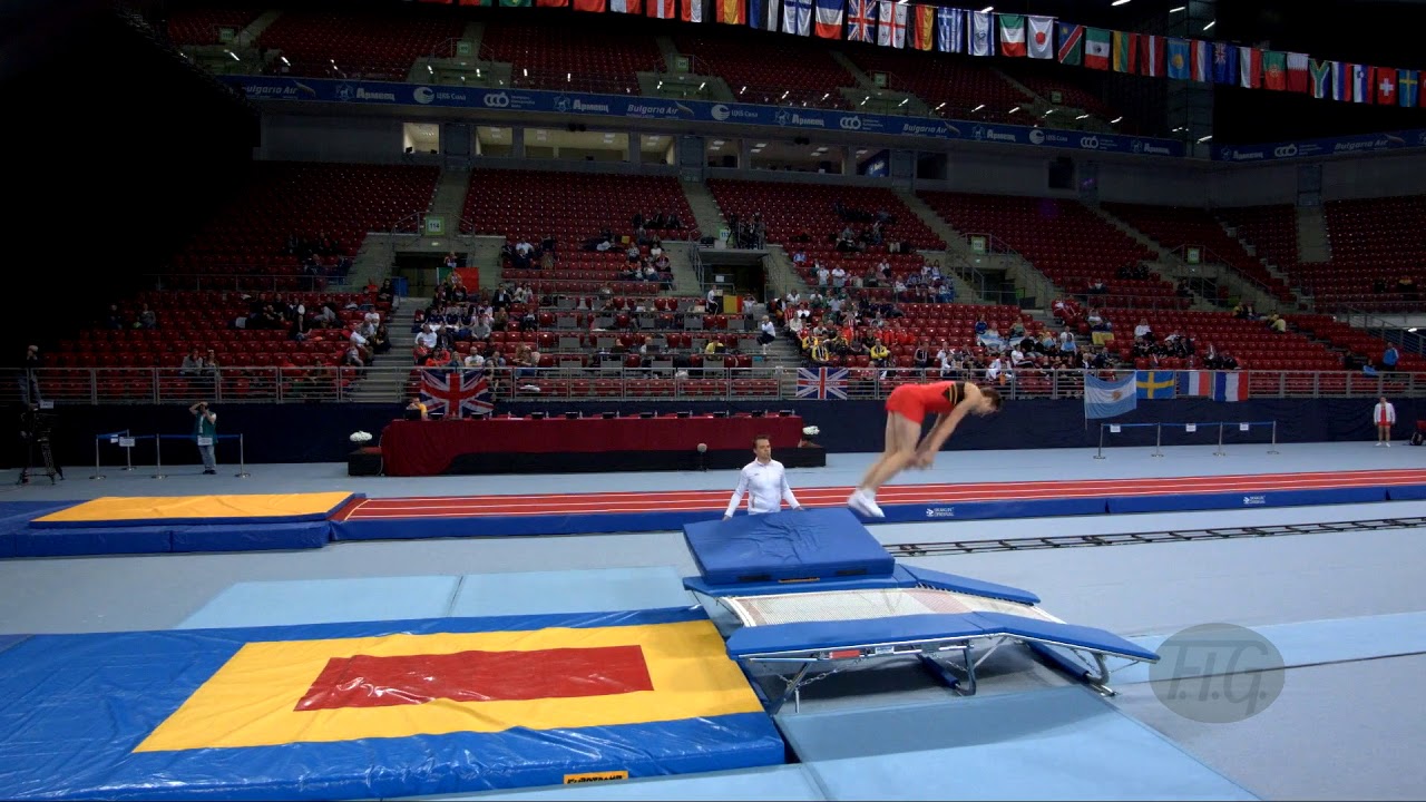 Youtube video: GEENS Wannes (BEL) - 2017 Trampoline Worlds, Sofia (BUL) - Qualification Double Mini Routine 1
