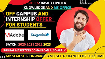 Adobe Internship Offer | Capgemini Off Campus | 2020 2021 2022 2022 | Digital Marketing | Apply Soon