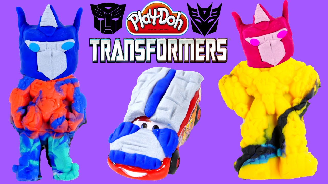 PLAY DOH TRANSFORMERS Autobot Workshop Surprise Eggs Disney Pixar Cars Lightning McQueen
