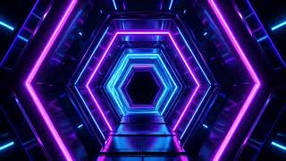 4 Hours Hexagon Neon Portal | Silent 4K Sci-Fi Tunnel Screensaver & Cyber Loop