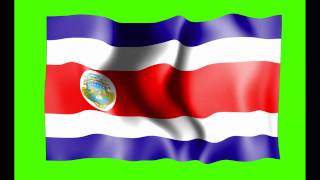 Costa Rica Waving Flag Green Screen Animation - Free Royalty Footage
