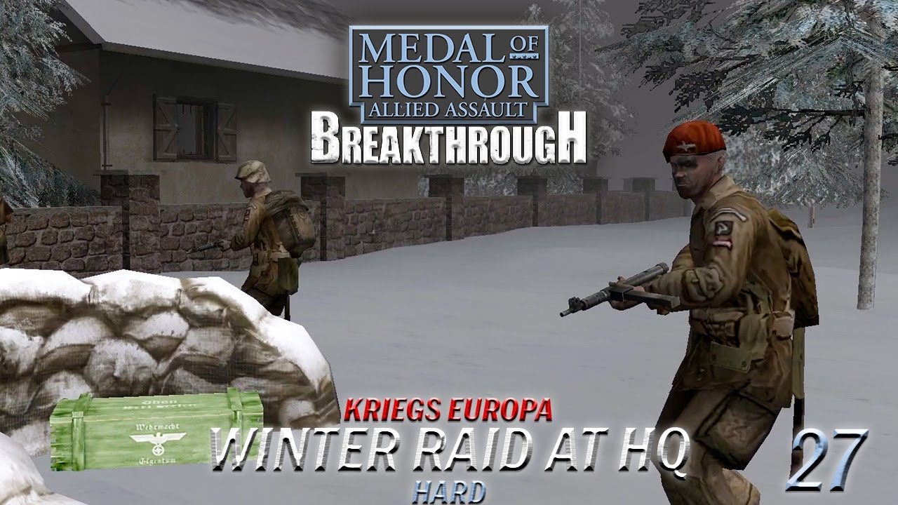 Medal of Honor AA Kriegs Europa: Winter Raid at HQ | Hard Gameplay