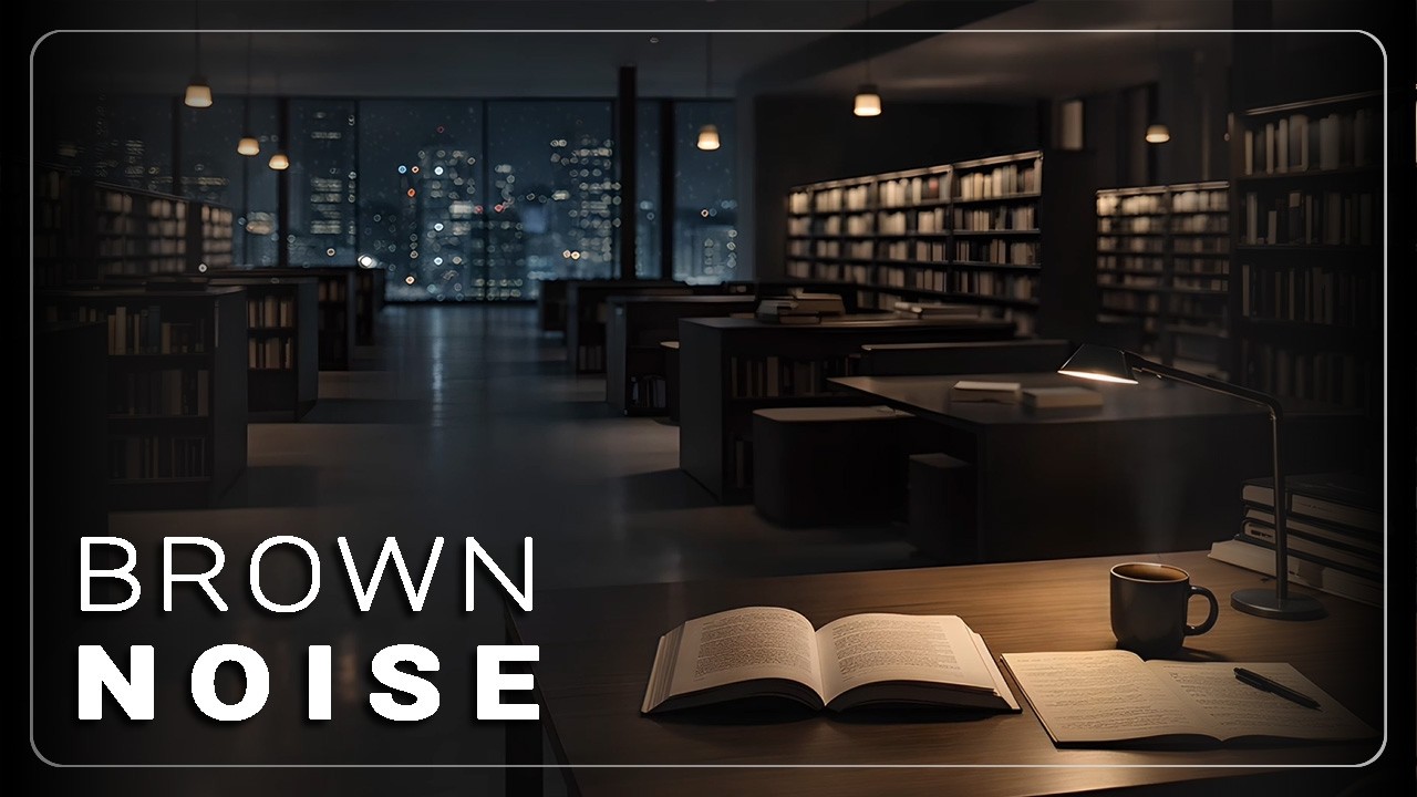 Deep Brown Noise for Concentration | Winter Night in the Library (4 Hrs)