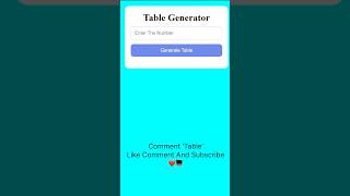 Table Generator ❤️💻 | HTML CSS JS  #coding #shorts