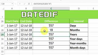 Excel DATEDIF Function Complete Guide│Age Calculation in Excel Between two Dates- HINDI│ComTutor