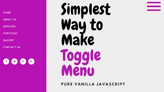 How to make Sidebar/Toggle Menu Bar using Javascript