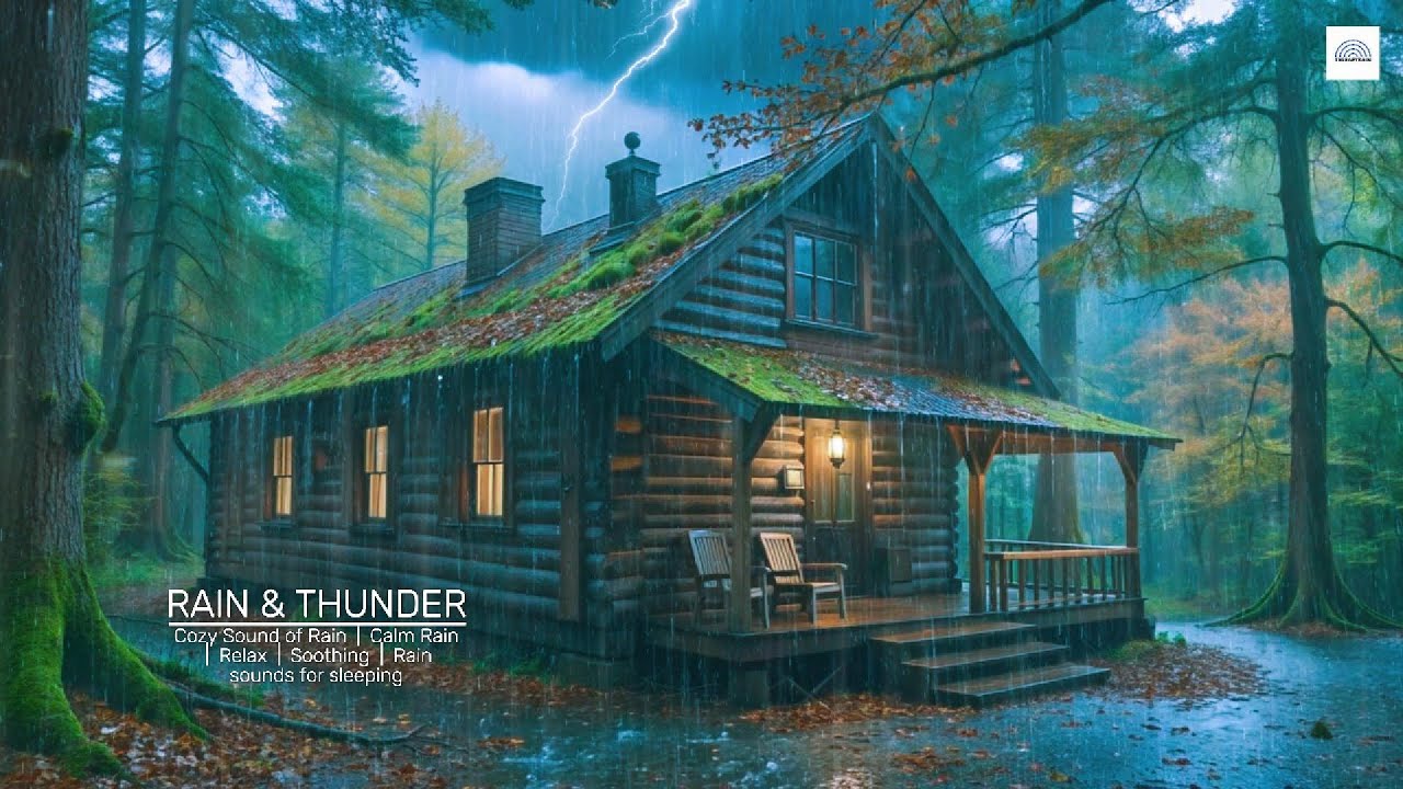 Thunder and Rain on Cabin Roof in a Quiet Forest | Ambient Sleep Sound ...