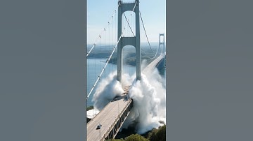 Massive Explosion on Suspension Bridge – AI Simulation