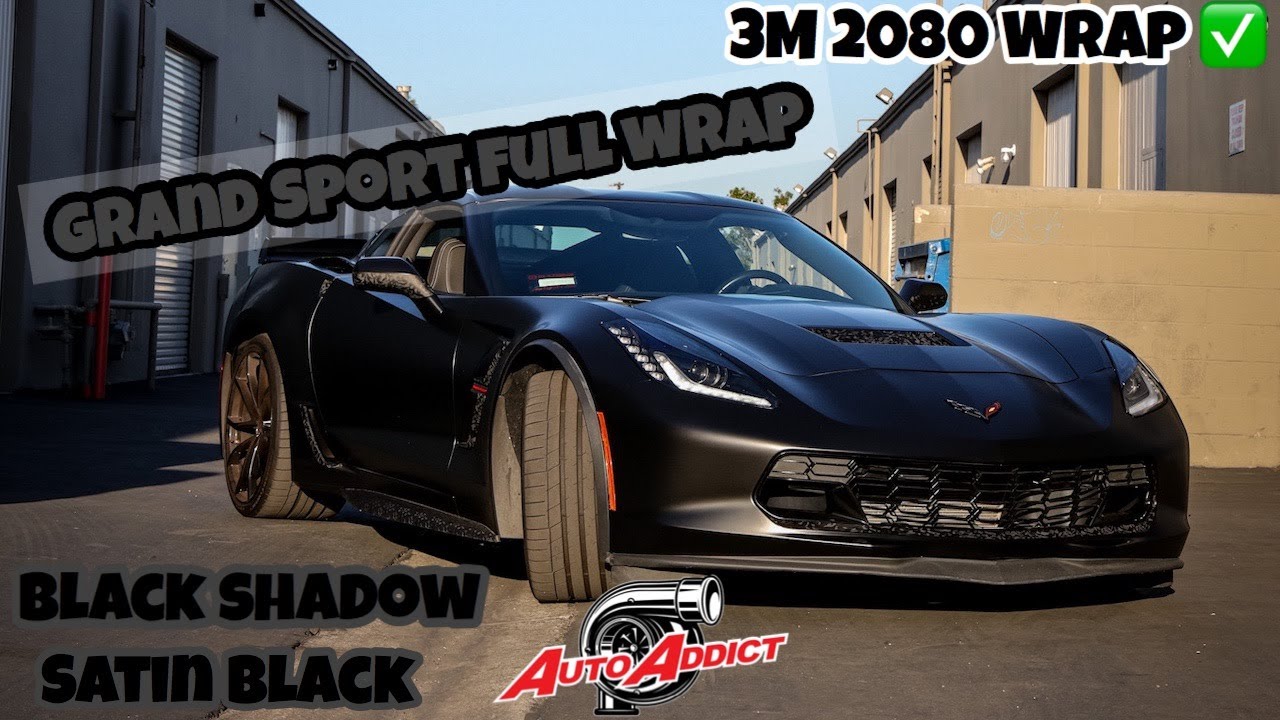 3M 2080 Film 2017 Chevy Corvette Grand Sport Full Satin Black with Black Shadow Accents Wrap