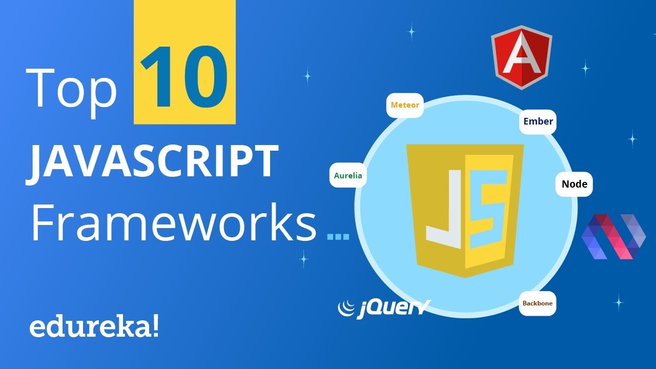 javascript framework ที่นิยม  2022  Top 10 Most Popular JavaScript Frameworks  | Which JavaScript Framework to learn | Edureka