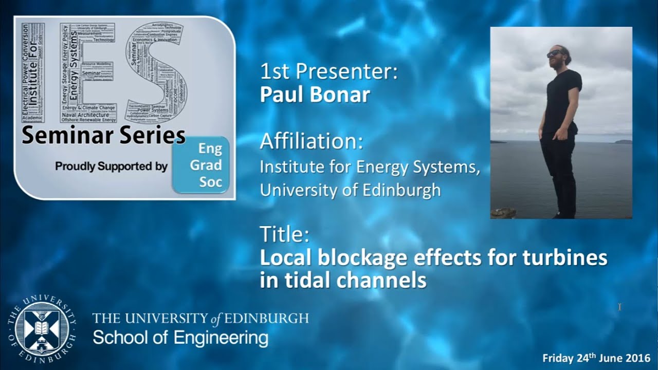 Local blockage effects for turbines in tidal channels - Paul Bonar
