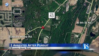 Three arrested after pursuit in Tippecanoe County