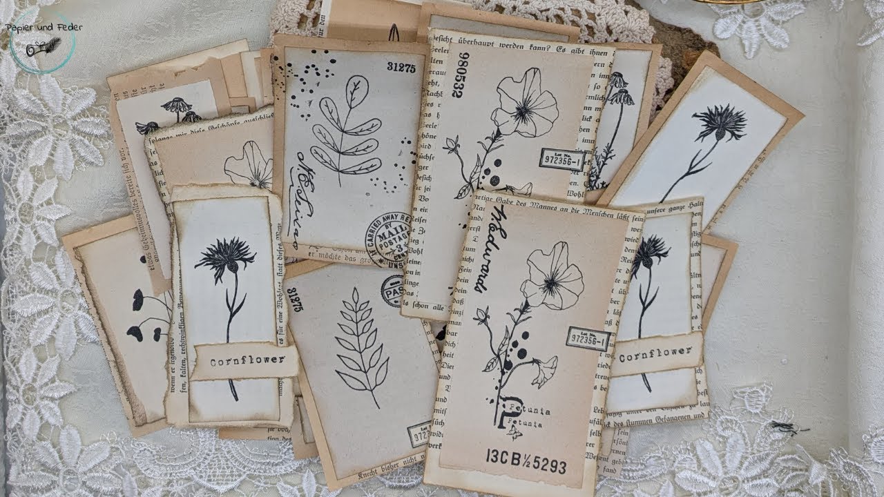 Massenproduktion No. 32 // Ephemera mit Stempeln und alten Buchseiten selber machen #junkjournal