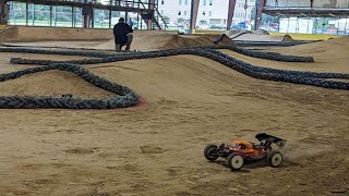 Kyosho Mp10 tki2 and Eb 2.1 running some laps in new layout/Dirt