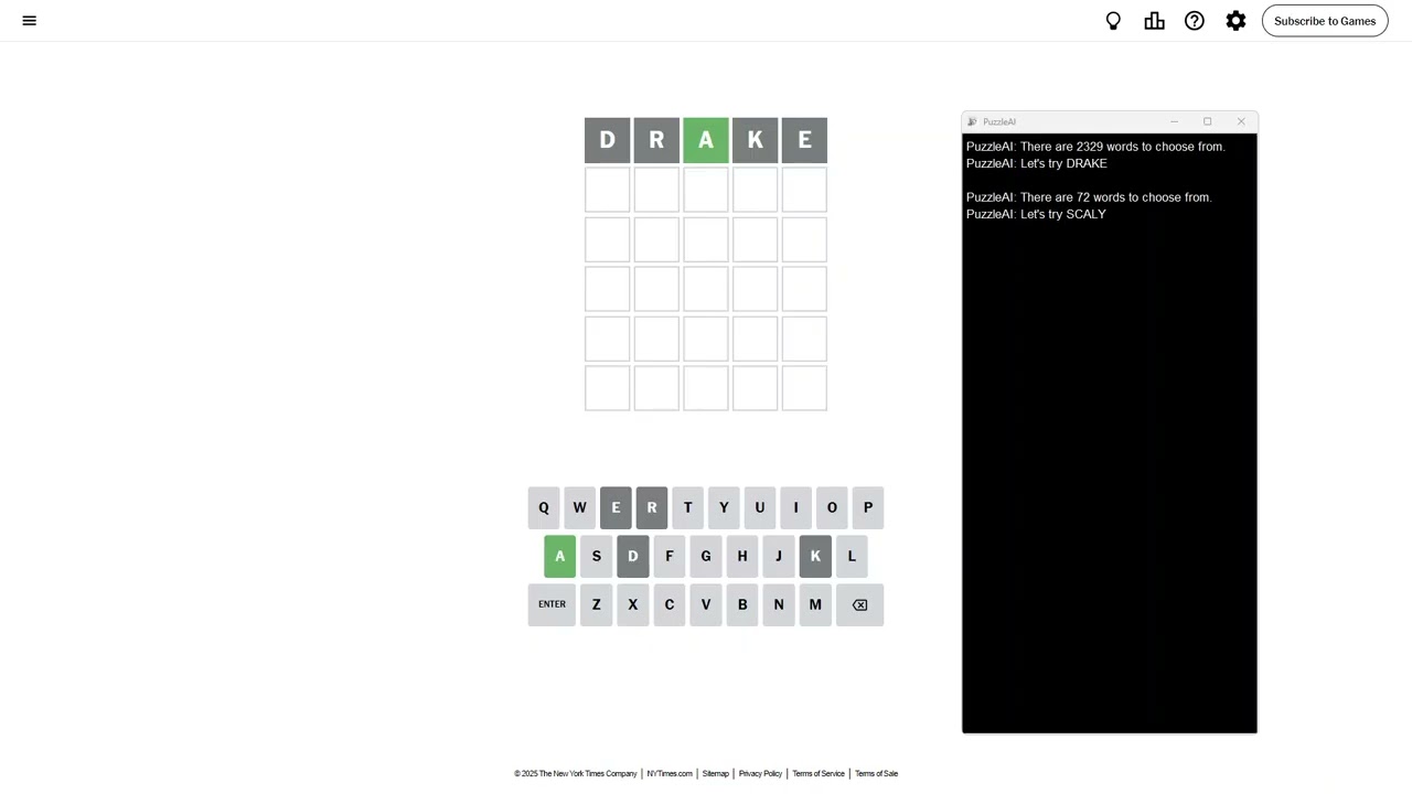 AI Solve New York Times Daily Wordle Puzzle 1,407 (Hard Mode): 4