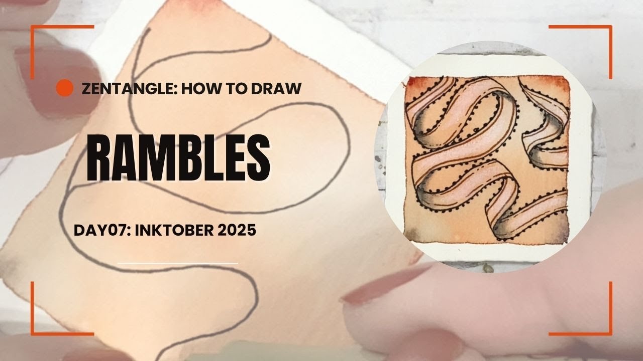 Зентангл: пошаговое руководство по Rambles / Inktober 2025, день 7