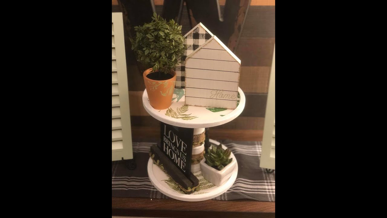 Chalk Couture DIY Tiered TrayMUST SEE! Eucalyptus, Philodendron, Fern diy chalkart YouTube