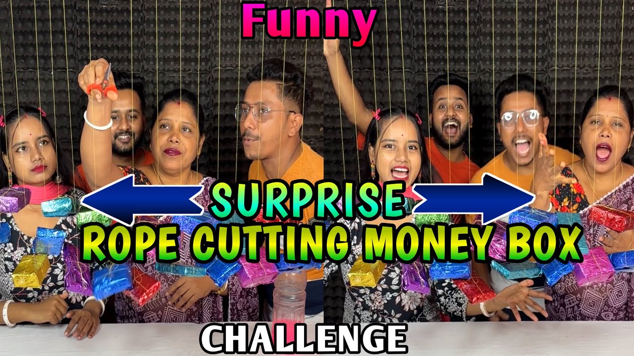 Fascination Rope Cutting Surprise Money Box Open Funny Challenge With Family