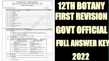 12TH BOTANY FIRST REVISION TEST GOVT OFFICIAL FULL ANSWER KEY 2022💯 ENGLISH MEDIUM
