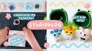 studio vlog 27 ☁︎ packing a bunch of orders, patreon launch, & art mail :^)