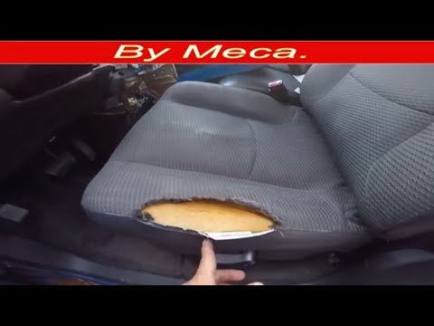 How to fix a torn car seat and repair the foam English audio. Car upholster.