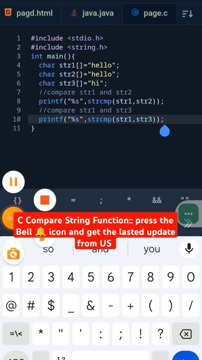 C Compare String Function #shorts #c#compare #strings #function #printf ...