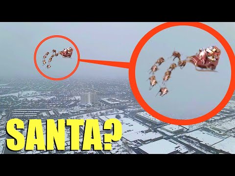 Drone catches Santa Claus FLYING in his sleigh on Christmas Eve (almost hits drone)