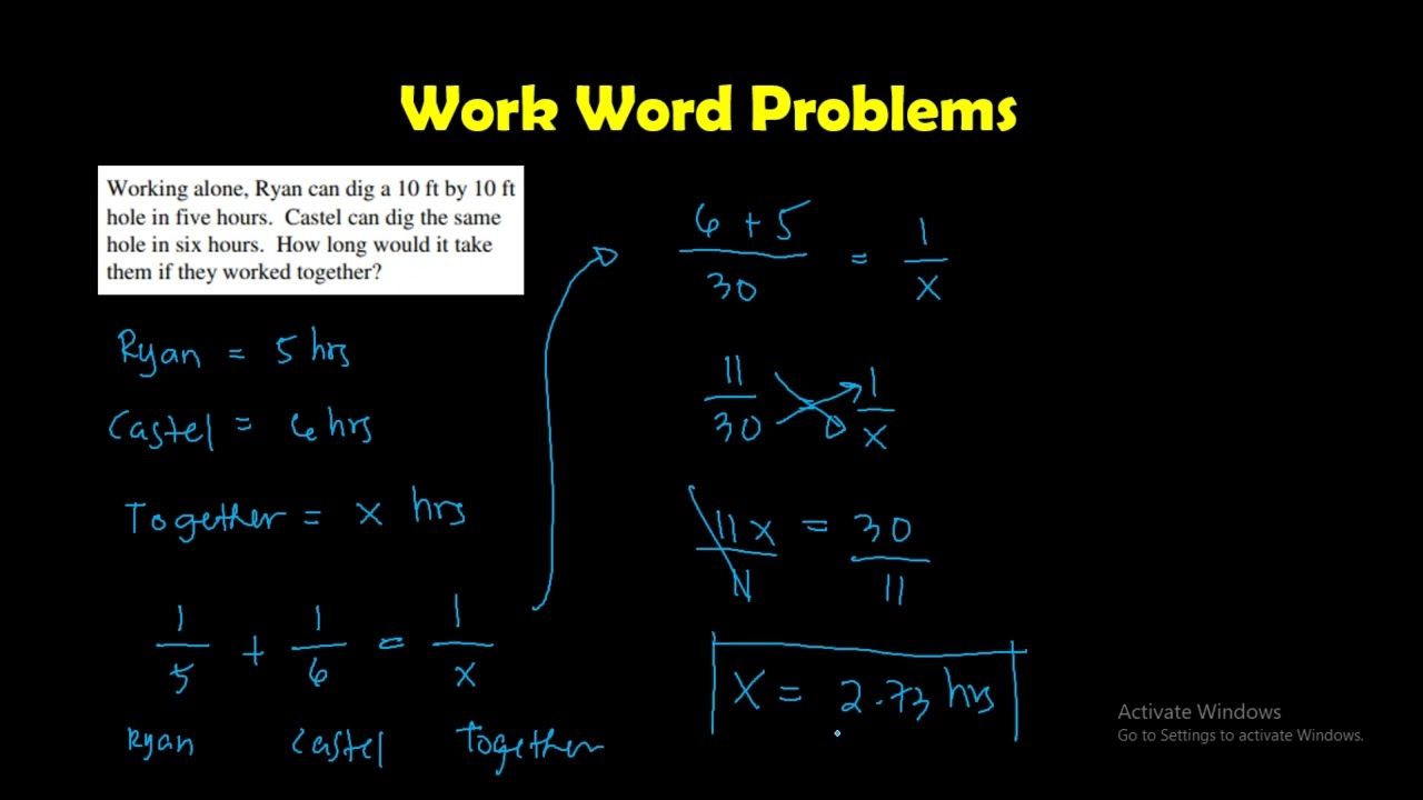 WORK WORD PROBLEMS | ALGEBRA