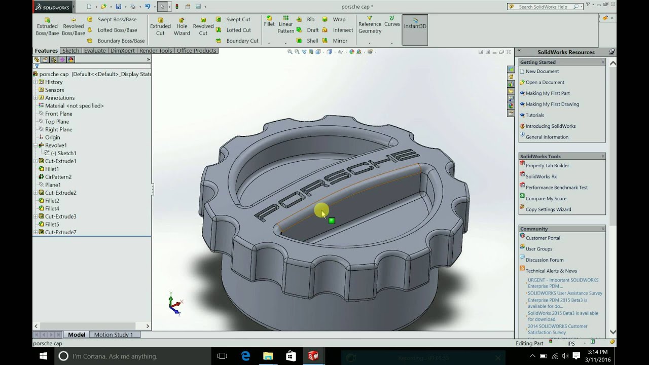 Porscher 911 996 Custom Fuel Cap Solid works Design & 3D Print YouTube