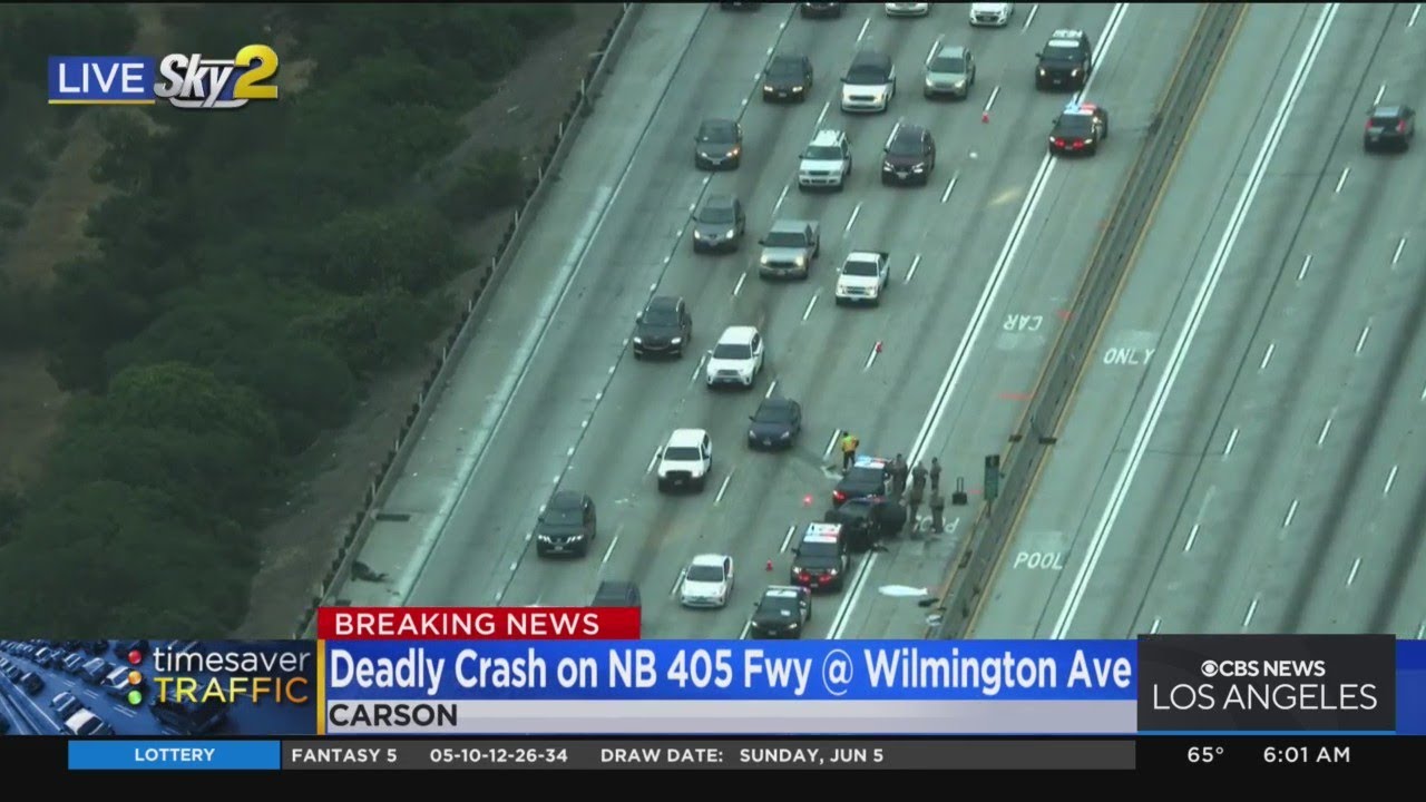 Three-car collision on 405 in Carson leaves one dead - YouTube
