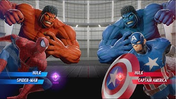Red Hulk and Spider-man vs Blue Hulk and Captain America - MARVEL VS. CAPCOM: INFINITE