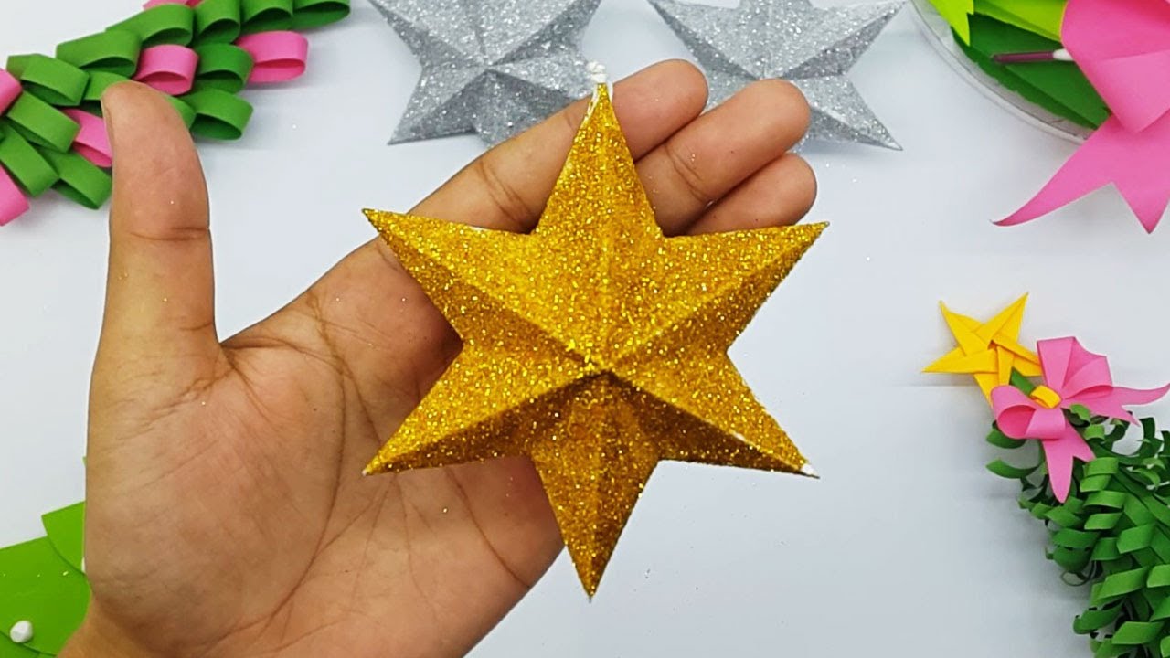 Easy Paper Star for Christmas - DIY Paper Craft Ideas, Videos & Tutorials   DIY Christmas Decoration Ideas. Amazing Glitter Foam Star Making  Instruction for Christmas 2020. It's perfect ornaments for Christmas
